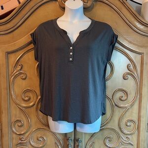 Soft Charcoal Button-Down Tee